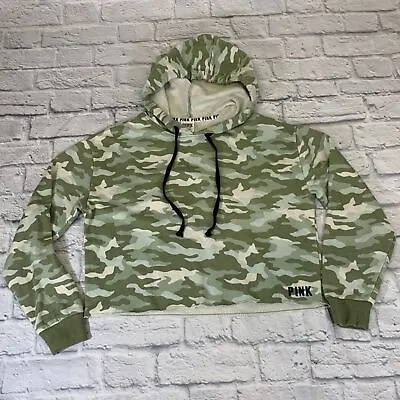 Buy Victoria’s Secret PINK Camouflage Crop Hooded Pullover Sz S Hoodie Drawstring • 23.23£