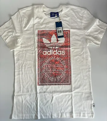 Buy Adidas Snake Print White UK Medium Crew Neck Short Sleeve T-shirt Tee BNWT • 16.95£