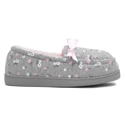 Buy The Slipper Company Womens Slipper Grey Slip On Floral Moccasin Collette SIZE • 7.99£