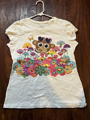 Buy Justice T Shirt Monkey Flowers Size 16 Small Stain • 7.89£