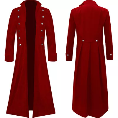 Buy Men Retro Jacket Steampunk Trench Coat Medieval Costume Carnival Coats UK • 18.89£