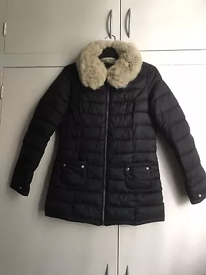Buy Nice Black TKMAXX  Missy Black Puffer Jacket Removeable Fur Collar RP&20 M • 3.99£
