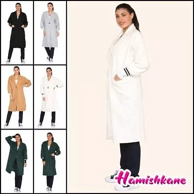 Buy Womens Longline Coat Ribbed Cuff Stripe Long Sleeve Ladies Italian Duster Jacket • 27.52£
