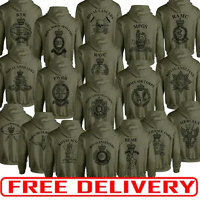 Buy Double Sided Printed Army Olive Green Hoodie HM RTR Para REME RGR RAMC RE PWRR  • 34.99£