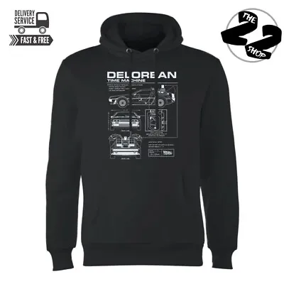 Buy Back To The Future DeLorean Schematic Hoodie - Black XXL (Extra Extra Large)  • 17.99£