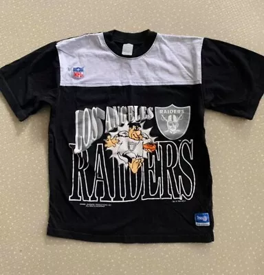 Buy Vintage 90s 1994 NFL Los Angeles Raiders Flintstones Black T-shirt Hanna Barbera • 34.76£