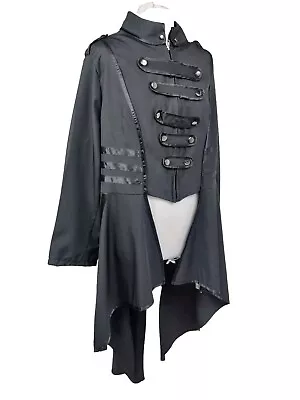 Buy Gothic Emo Punk Unlined Women Long Jacket Black Size 3XL Uk 18 • 5.90£