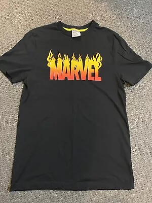 Buy Marvel T-Shirt Size Medium Black Fire Graphic Print • 10£