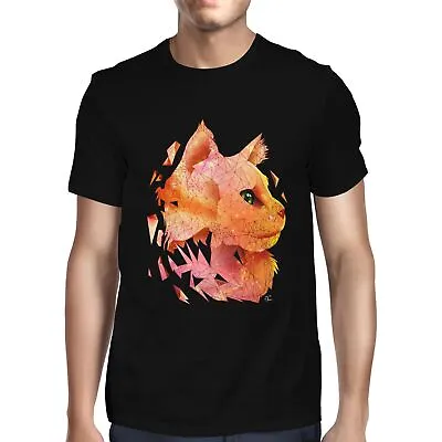 Buy 1Tee Mens Geometric Abstract Cat Head T-Shirt • 7.99£