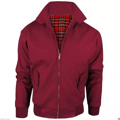 Buy Workwear Harrington Jacket With Tartan Lining Mens Zip Up Classic Bomber Coat • 16.99£