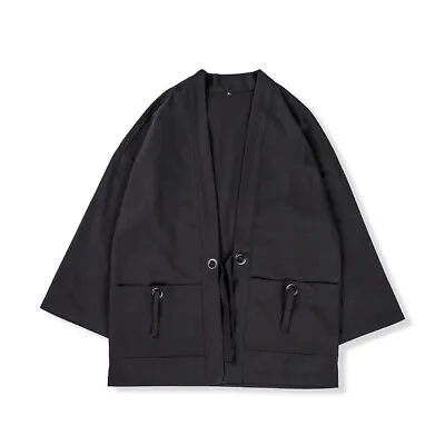 Buy Kimono Cardigan Men Japanese Yukata Linen Cotton Top Jacket Outdress Coat Shirt • 24.99£