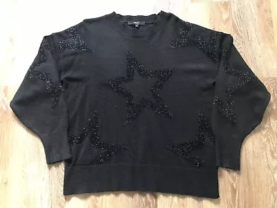 Buy NEXT Ladies Medium Christmas Jumper Black With Tinsel Stars-Excellent Condition • 12£