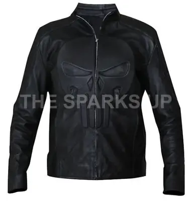 Buy Mens Frank Castle Embossed Skull Formal Party Wear Genuine Leather Jacket • 119.99£