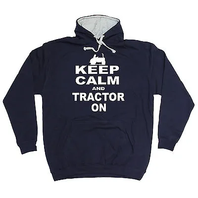 Buy Keep Calm And Tractor On HOODIE Farming Joke Farmer Hoody Funny Gift Birthday • 22.95£