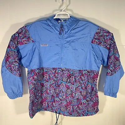 Buy VTG 90s Womens Large Columbia All Over ColorBlock Print Lightweight Windbreaker • 7.91£