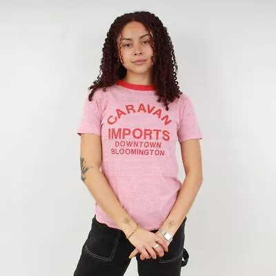 Buy  Vintage Caravan Imports Pink Spell Out T Shirt • 20£