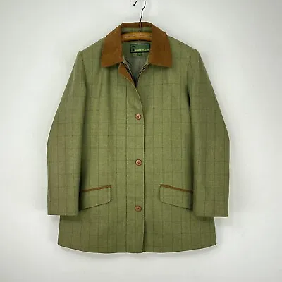 Buy Hide Park Tweed Coat Womens Large UK 14 Green Check Wool Shooting Country Jacket • 79£
