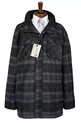 Buy Mens Wool Coat Winter Large Jacket Zipped Zip Retro Christmas Present Mid Length • 19.99£