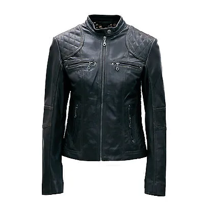 Buy Ladies Real Leather Black / Brown & A Variety Of Colours Biker Jacket Size 8-18 • 89.99£