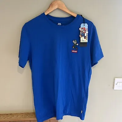 Buy Levis X Super Mario Mens Luigi Blue T Shirt Size Small NWT • 39.95£