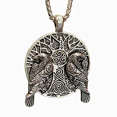 Buy Raven Pendant Necklace Odin's Ravens 24  Chain Yggdrasil Norse Jewellery & Boxed • 11.95£