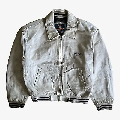 Buy Vintage 90s Redskins White Leather Varsity Jacket, College Retro Letterman 80s • 105£