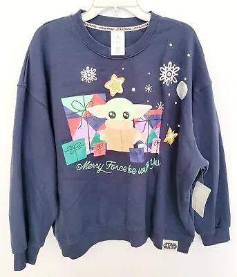 Buy Disney Store Star Wars Grogu Mandalorian Sweatshirt Merry Force Be With You L • 21.99£