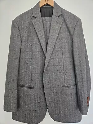Buy Mens 3 Piece Grey Tweed With Red Check Suit Used Jacket 44R Trousers 38  • 55£