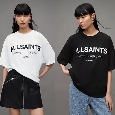Buy All Saints Logo T-Shirt Hellis Carlie Oversized Organic Cotton Crew Neck Tee • 28.99£