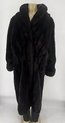 Buy Vintage 80s Retro Monterey Fashions Faux Fur Black Cruella Trench Coat 1X • 211.16£