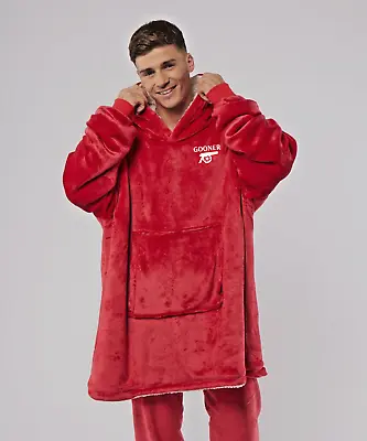 Buy GOONER ARSENAL Custom Comfy Hooded Hoodie Blanket Oversized Hoodie - RED • 32.99£