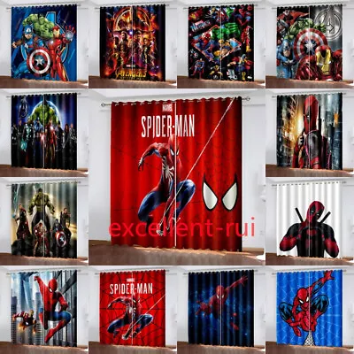 Buy 3D Marvel Superheroes Ready Pair Thick Thermal Blackout Curtains Eyelet Gifts UK • 30.47£