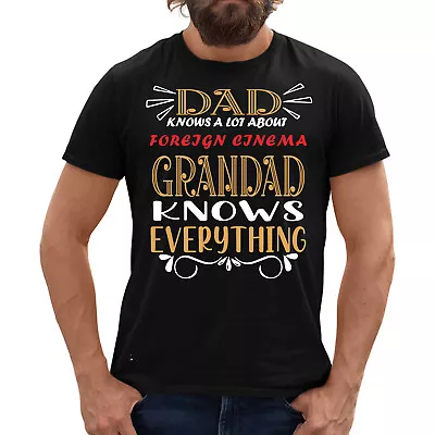Buy Dad Knows A Lot About Foreign Cinema Grandad Everything Black T Shirt Office Gag • 17.99£