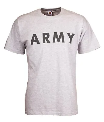 Buy T Shirt US Army PT Heather Grey S-XL NEW Dark Grey Print Army A Symbol On Back • 19.90£