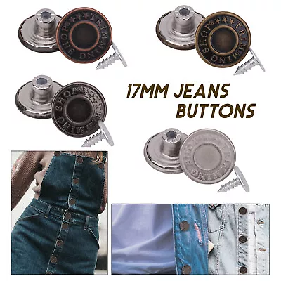 Buy 17mm Hammer On Jeans Buttons Denim Replacement For Leather Jacket Coat Trousers • 2.49£