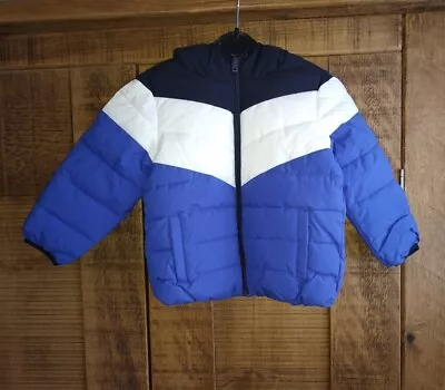 Buy Next Boys Jacket Coat Chevron Cobalt Blue Zip Up Hooded Size 2-3 Years • 14£