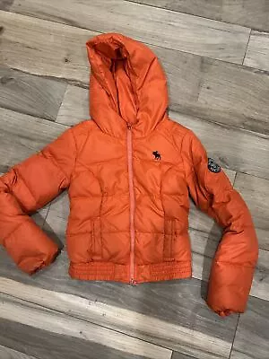 Buy A&F Abercrombie Kids Alt Down Orange Puffy  Jacket Medium • 10.95£