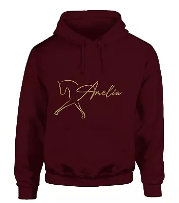 Buy Personalised Horse Riding Hoodie Adults Glitter Womens Equestrian Hoody Gift • 19.99£