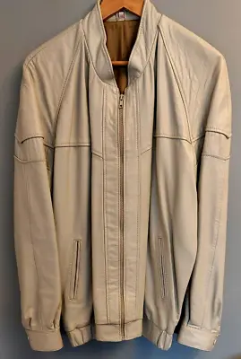 Buy  Italian Made  Mans Very Soft, Light Beige Leather Jacket,size 40/42 Retail £215 • 40£