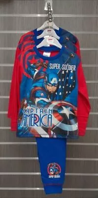 Buy Boys Captain America Pyjamas 7-8 Years Blue & Red • 14£