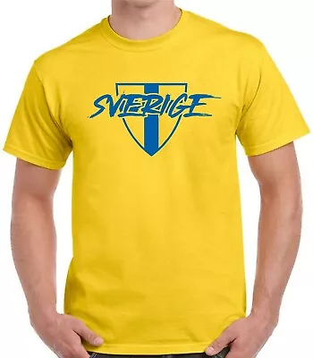 Buy Sverige Sweden T-Shirt - Swedish Tee Blue / Yellow Tshirt • 13.15£