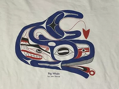 Buy Artist Joe David Big Whale Aboriginal Art T-Shirt Size L White Vtg 90s Mens T74 • 85.01£