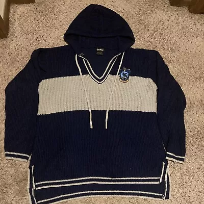 Buy Harry Potter Sweater 3XL Blue Grey Striped Ravenclaw Pullover Hoodie • 9.61£