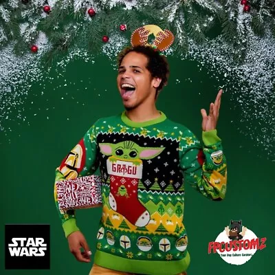 Buy Baby Yoda Christmas Jumper Sweater Sweatshirt Xmas Retro Star Wars Inspired • 39.68£