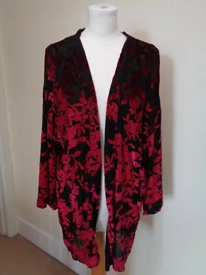 Buy Lava Red And Black Devore Velvet Jacket - Size Medium • 35£