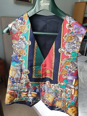 Buy Unique Printed Silk Waistcoat, Medieval Music Scene, Fit Size Jacket Size 39-40 • 29£