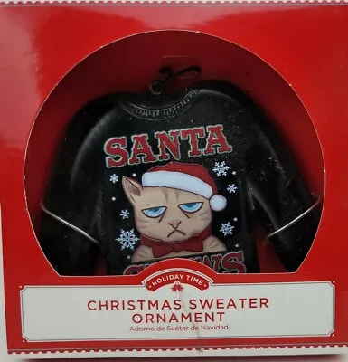 Buy New Ugly Christmas Sweater Grumpy Santa Claws Cat Collectible Holiday Ornament • 9.44£