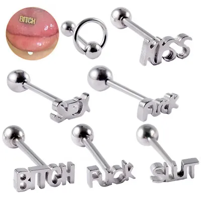 Buy 14G Tongue Bar Tongue Studs Body Piercing Stainless Steel Punk Jewellery • 3.59£
