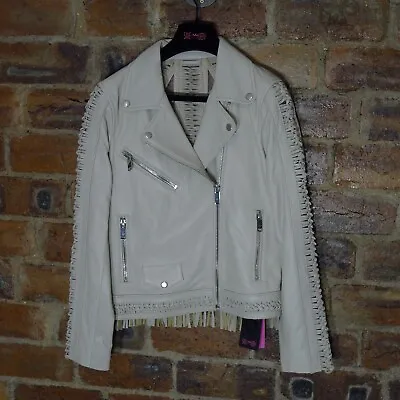 Buy Save The Queen Stone Leather Fringed Jacket Size Small Nwt • 145£