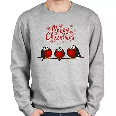Buy 1Tee Mens Merry Christmas Red Robin Birds Sweatshirt Jumper • 19.99£